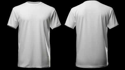 Blank white tshirt with front and back isolated background