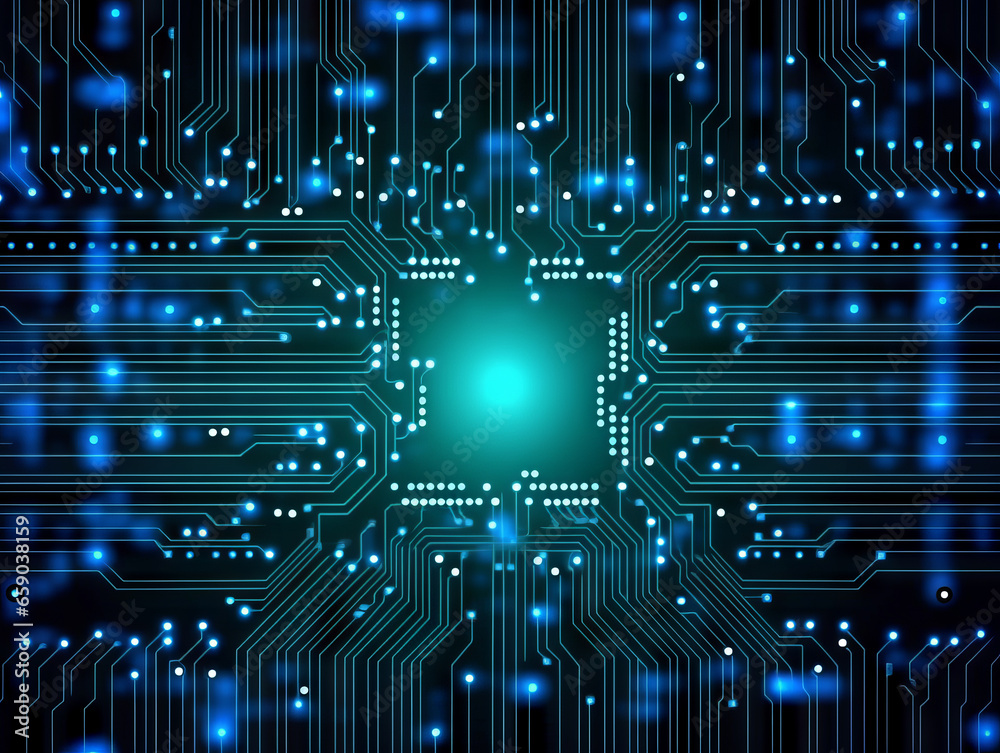 Poster Circuit board background. Electronic computer hardware technology. Generative AI