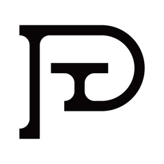 P T initials logo for fashion