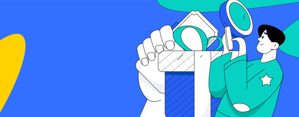 Holiday shopping people doing e-commerce online shopping flat vector concept operation hand drawn illustration
