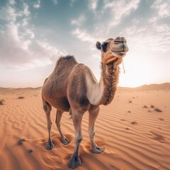 Camel in the desert, hot weather.