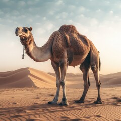 Camel in the desert, hot weather.