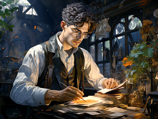 man with a book. Generative AI