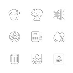 Set line icons of air purification