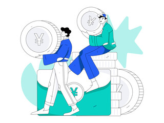 Holiday shopping people doing e-commerce online shopping flat vector concept operation hand drawn illustration
