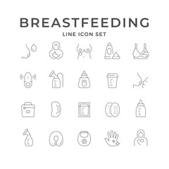 Set line icons of breastfeeding
