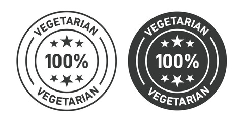 Vegetarian rounded vector symbol set on white background
