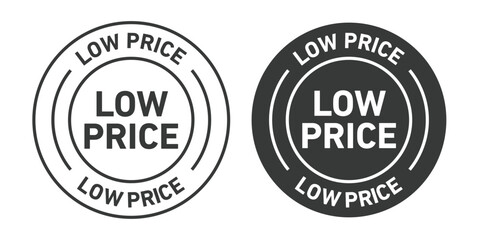 Low Price rounded vector symbol set on white background - obrazy, fototapety, plakaty