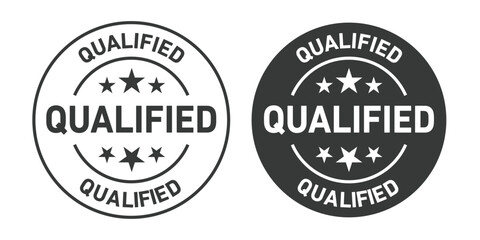 Qualified rounded vector symbol set on white background