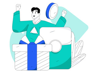 Holiday shopping people doing e-commerce online shopping flat vector concept operation hand drawn illustration
