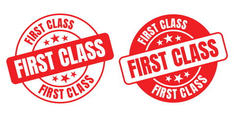First Class rounded vector symbol set on white background - obrazy, fototapety, plakaty