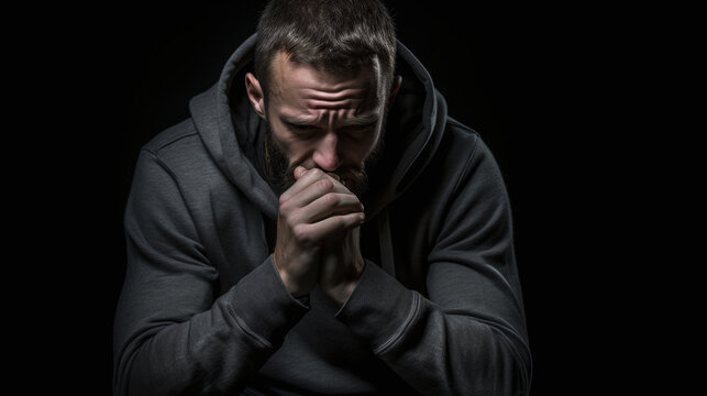Image of a man affected by depressive emotions.