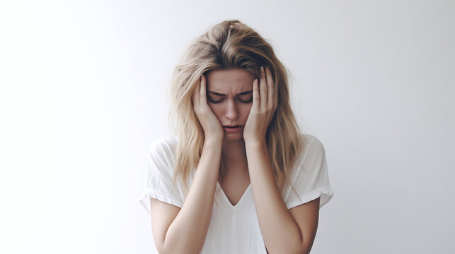 Image of a woman displaying signs of depressive feelings.