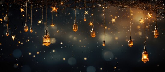 Fototapeta na wymiar Christmas themed lamp and shooting star backdrop