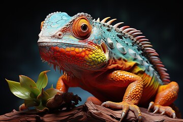 Fototapeta premium Colorful Chameleons Watercolor Painting