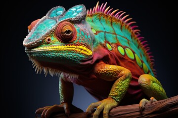 Obraz premium Colorful Chameleons Watercolor Painting