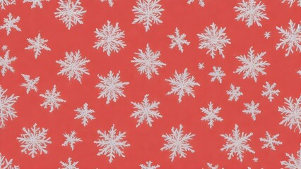 Red christmas background. Snowflakes on red background. Snowflakes seamless texture. Christmas banner with snow.