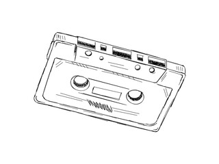 hand drawing audio cassette. scribble music cassette