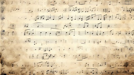 Background with old paper and music notes - obrazy, fototapety, plakaty