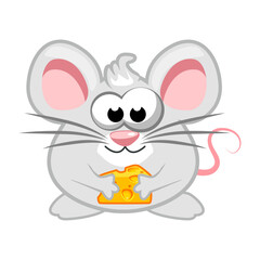 Cute mouse sitting and smiling happily 