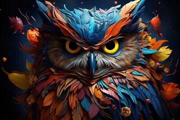 Zelfklevend Fotobehang owl in the night sky © Man888