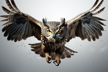 eagle owl with wings