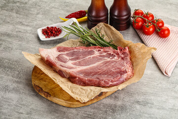 Raw pork neck steak uncoocked