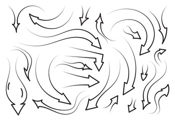 hand drawing different form of arrow signs concept