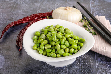 Bowl of delicious edamame beans