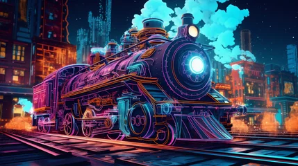 Poster The steam locomotive in the night city © nextGenCO