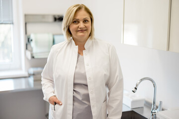 Portrait of senior medical worker in the sterilization room of clinic