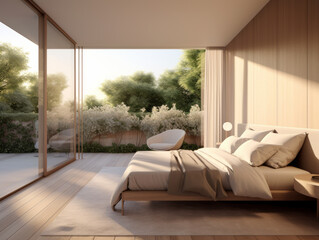 Modern bedroom interior design. Generative AI