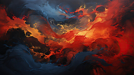 Dramatic Dichotomy: An Abstract Dance of Fire and Ice,red background