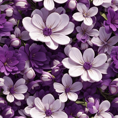 Purple 3D High Detailed Flowers Seamless Pattern Colorful Digital Background Floral Design - ai generated