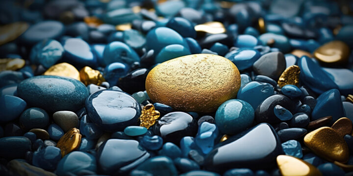Blue and gold luxury semiprecious stones