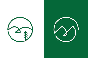 simple mountain logo, linear style, line style logo	