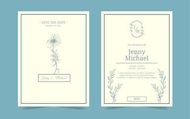 hand drawn simple wedding invitation