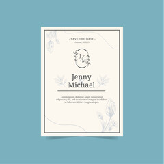 hand drawn simple wedding invitation