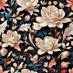 Retro Vintage Flowers Seamless Pattern Colorful Digital Background Floral Design - ai generated