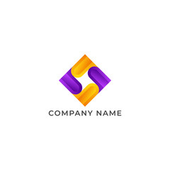 ABSTRACT ILLUSTRATION LETTER N SQUARE ORANGE PURPLE GRADIENT COLOR, TECH LOGO ICON MODERN SIMPLE TEMPLATE DESIGN VECTOR