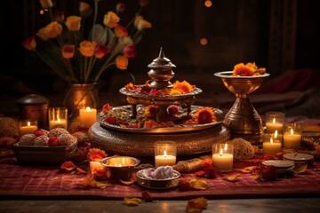 Fototapeta na wymiar Diwali Puja Serenity Illuminating Traditions Created with Generative AI