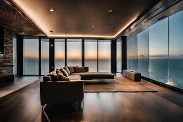 Modern interior ocean view
