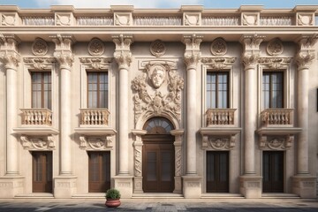 Fototapeta premium 2D front elevation classical building using generative AI 