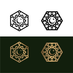 gold star and crescent moon ornament arabic