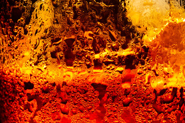 Macro cola drink texture,macro cola background,Background of cola with ice and bubbles. Side view background of refreshing cola flavored soda with carbonated with vintage tone,Thailand, Turkey - Middl