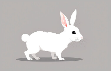 white rabbit on a gray background. Coloring page outline