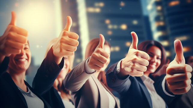POSITIVE TEAM OF BUSINESS PEOPLE WITH THUMBS UP, legal AI
