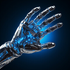 Robot hand background, presenting technology gesture
