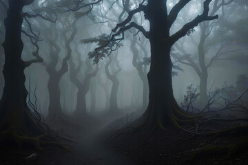 Obraz premium misty morning in the forest