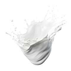 White milk splash isolated on transparency background, nutrition liquid fluid element flowing wave explode, yogurt swirl with splatters and drops Ai generated